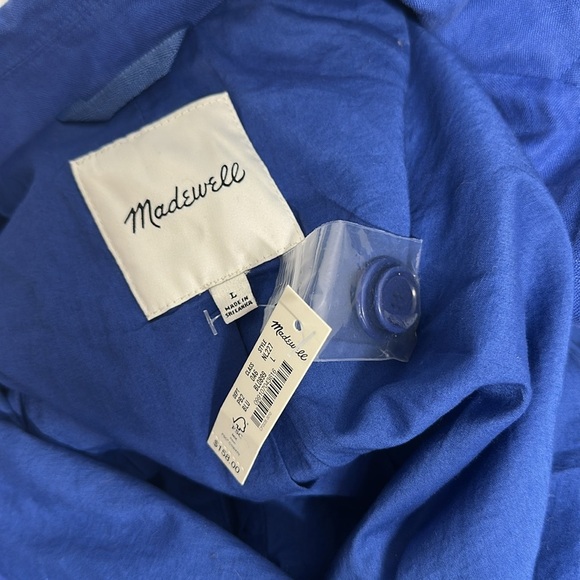Madewell Blazer Jacket Coat Double Breasted Crossover Pure Linen Blue New Large - Picture 10 of 10